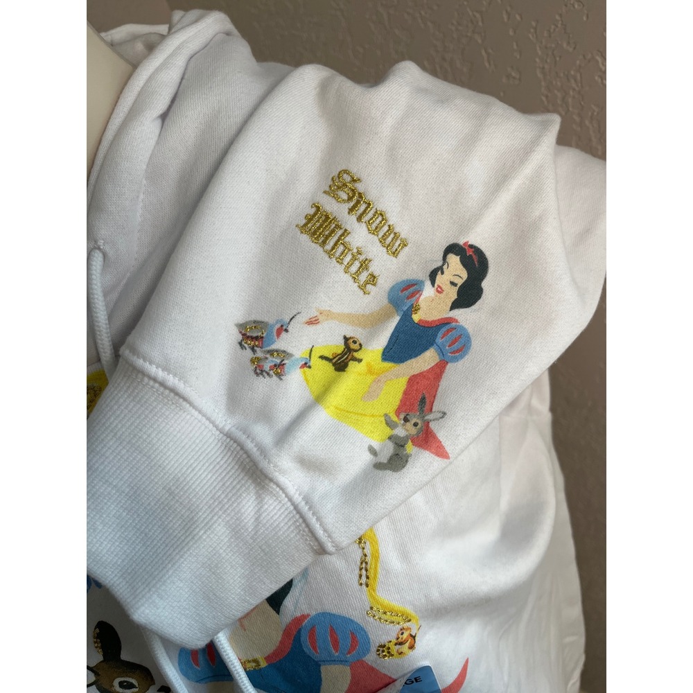 Disney Snow White Seven Dwarfs Pullover Hoodie Princess Graphic White L - Picture 2 of 3